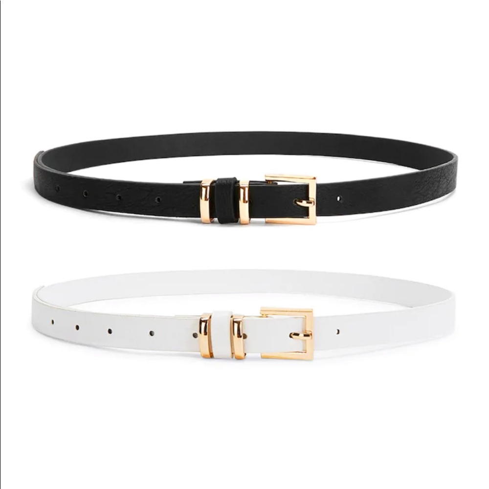 NEVER WORN 2 belts, 1 white 1 black